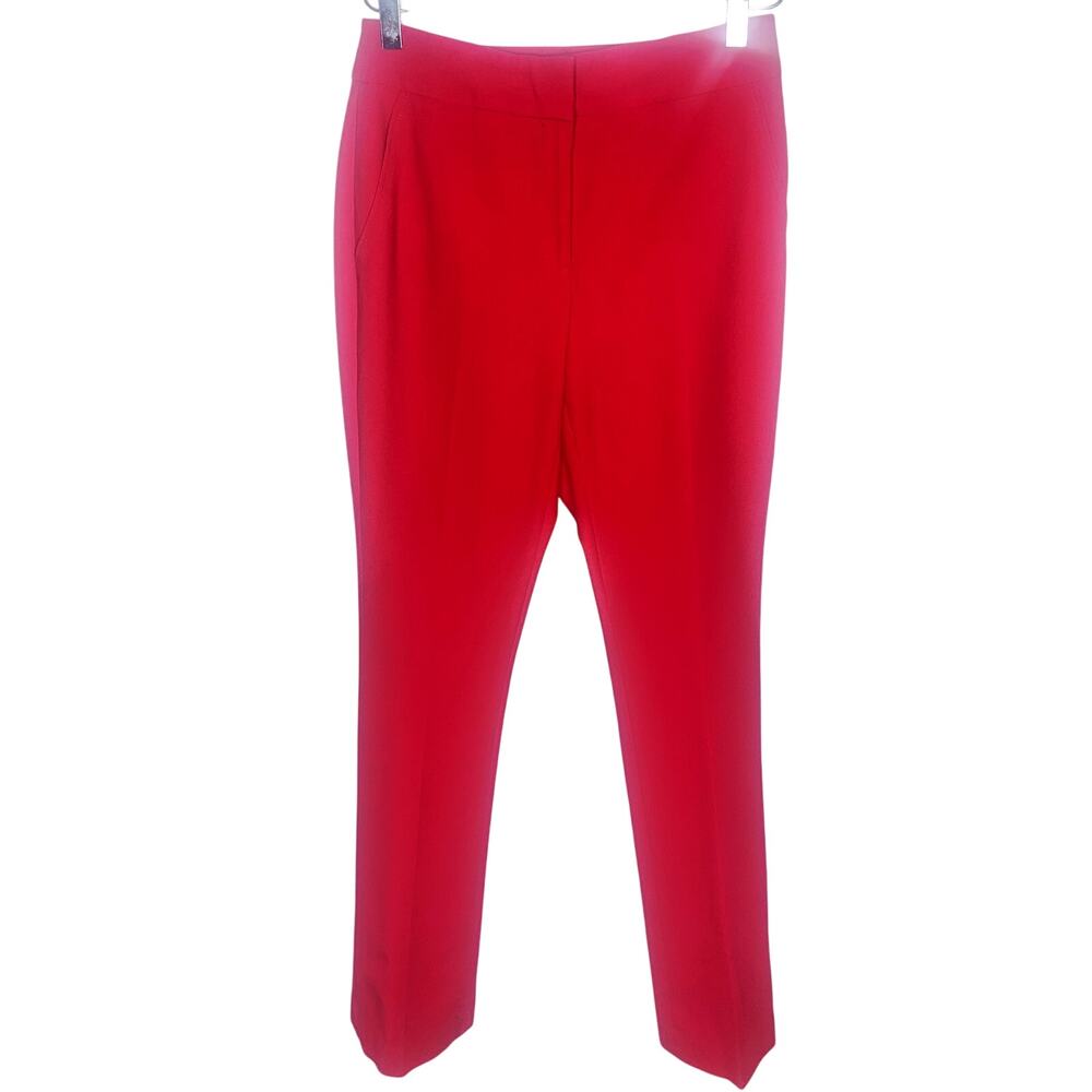 White House Black Market Red The Slin Flat Front Pocketed Dress Pants Size 2